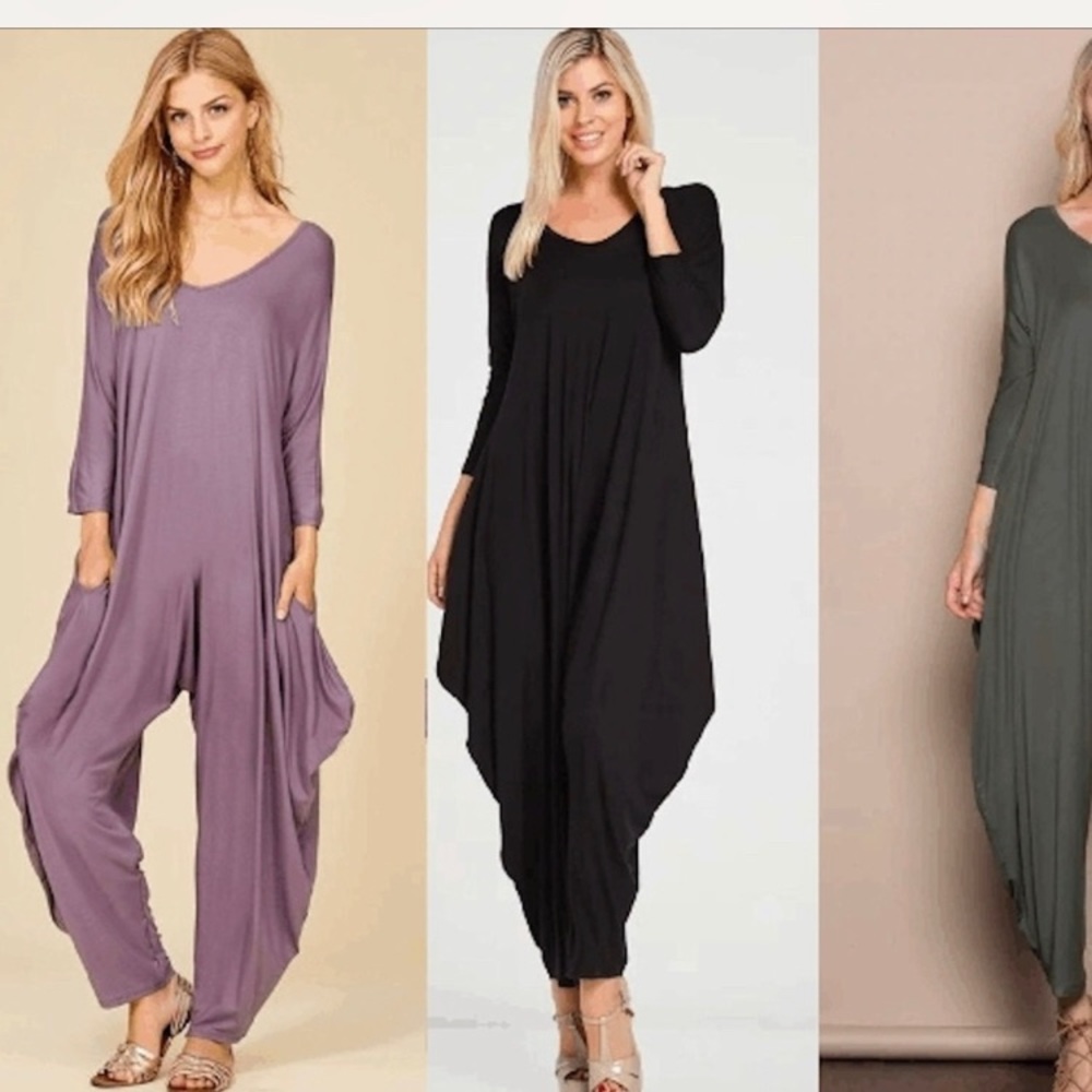 NEW  PLUS HAREM LONG SLEEVES JUMPSUIT LAVENDER
